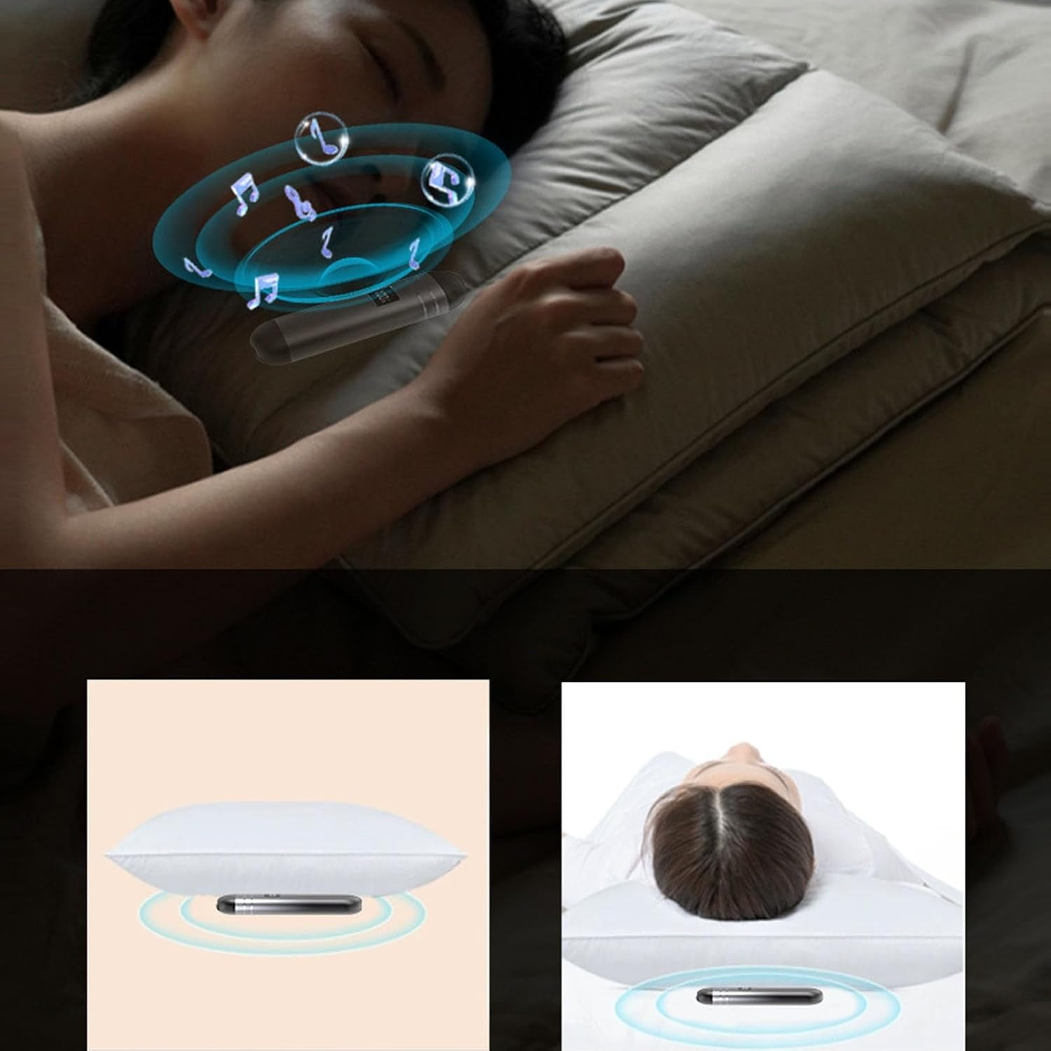 Bluetooth Bone Conduction Pillow Speaker for Sleeping Aid, Portable Wireless Speaker with 32GB Memory, Long Battery Life and LED Display