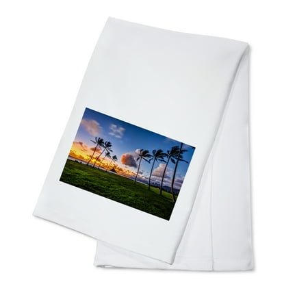 - Palm Trees & Sunset - Lantern Press Photography (100% Cotton Kitchen Towel)