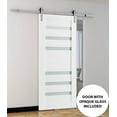 thumbnail image 6 of Sturdy Barn Door 24 x 80 inches Frosted Glass | Quadro 4266 White Silk | Top Mount Stainless Steel 6.6FT Rail Hangers Heavy Set | Solid Panel Interior Doors, 6 of 6
