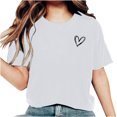 thumbnail image 1 of AherBiu Hauts d'Été pour Femmes Manches Courtes T-Shirts Confortables Imprimé Cœur Col Rond Basiques Blouse, 1 of 6