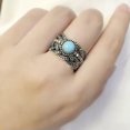 thumbnail image 6 of HOOUN 3pcs/set Vintage 925 Silver Turquoise Ring Women Wedding Party Jewelry Size 5-10-01#-7, 6 of 9