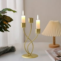 Japceit Triple Arm Candle Holder, Wrought Iron Table Centerpiece, Romantic Dinner Decor for Wedding, Anniversary, Restaurant, Rustic Home Lighting Display