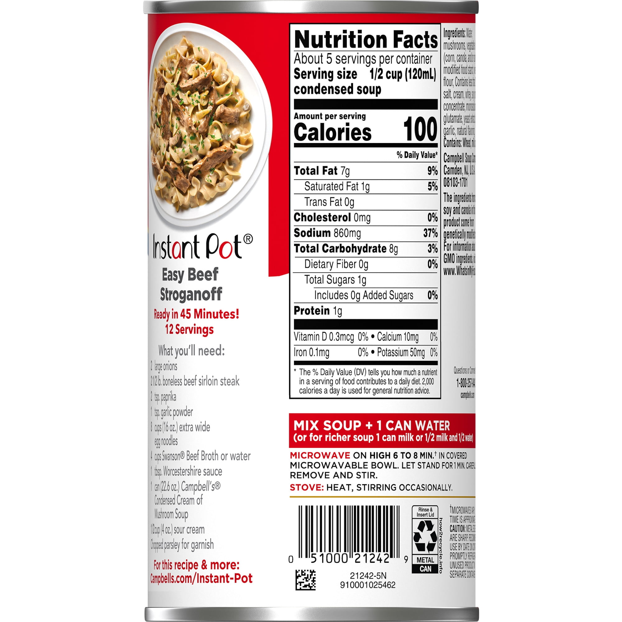 Campbell S Condensed Family Size Cream Of Mushroom Soup 22 6 Oz Walmart Com Walmart Com