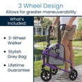 thumbnail image 2 of Andador de 3 ruedas Vive Mobility - Andador de tres ruedas para personas mayores - Ligero, plegable, estrecho y resistente - Para hombres y mujeres mayores - Triciclo plegable de 3 ruedas con bolsa ti, 2 of 5
