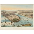 thumbnail image 2 of J. Bachmann 24x19 Black Ornate Framed Double Matted Museum Art Print Titled: Vue Generale De New-York (ca. 1850), 2 of 5