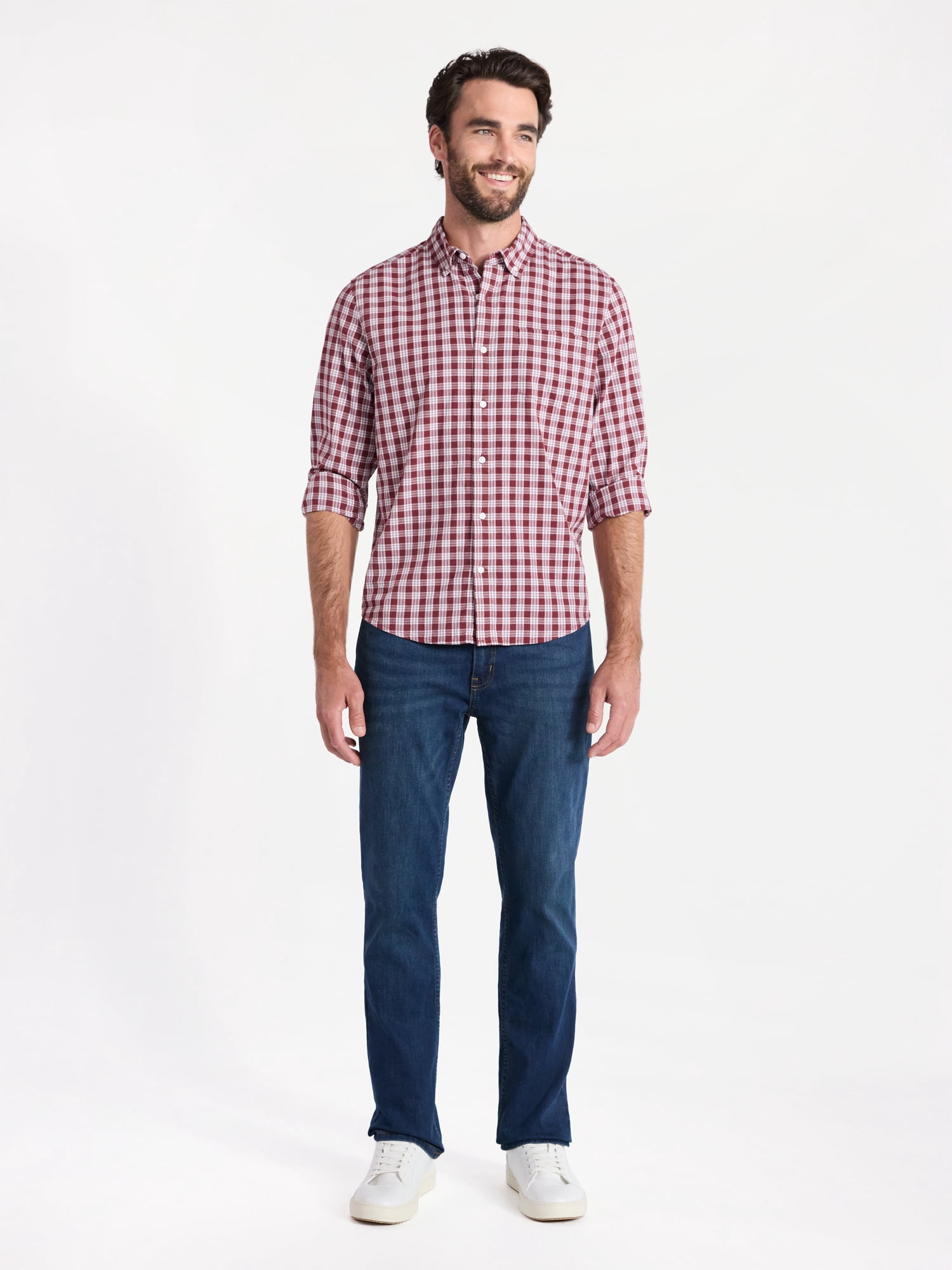 George Men's & Big Men's Classic Fit Poplin Shirt with Long Sleeves, Sizes S-3XL