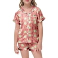 thumbnail image 5 of Ensemble de Pyjamas en Soie pour Filles, Manches Courtes Imprimées, Pyjamas Boutonnés pour Enfants, Ensemble de Pyjamas Décontractés pour Filles, Pyjamas Preppy pour Filles, Garçons, Filles, Mode, 5 of 5