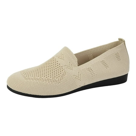 

GUOBIOZIY Womens Shoes Slip on Flats Sneakers Classic Jogging Shoes Trainers（Beige 6）