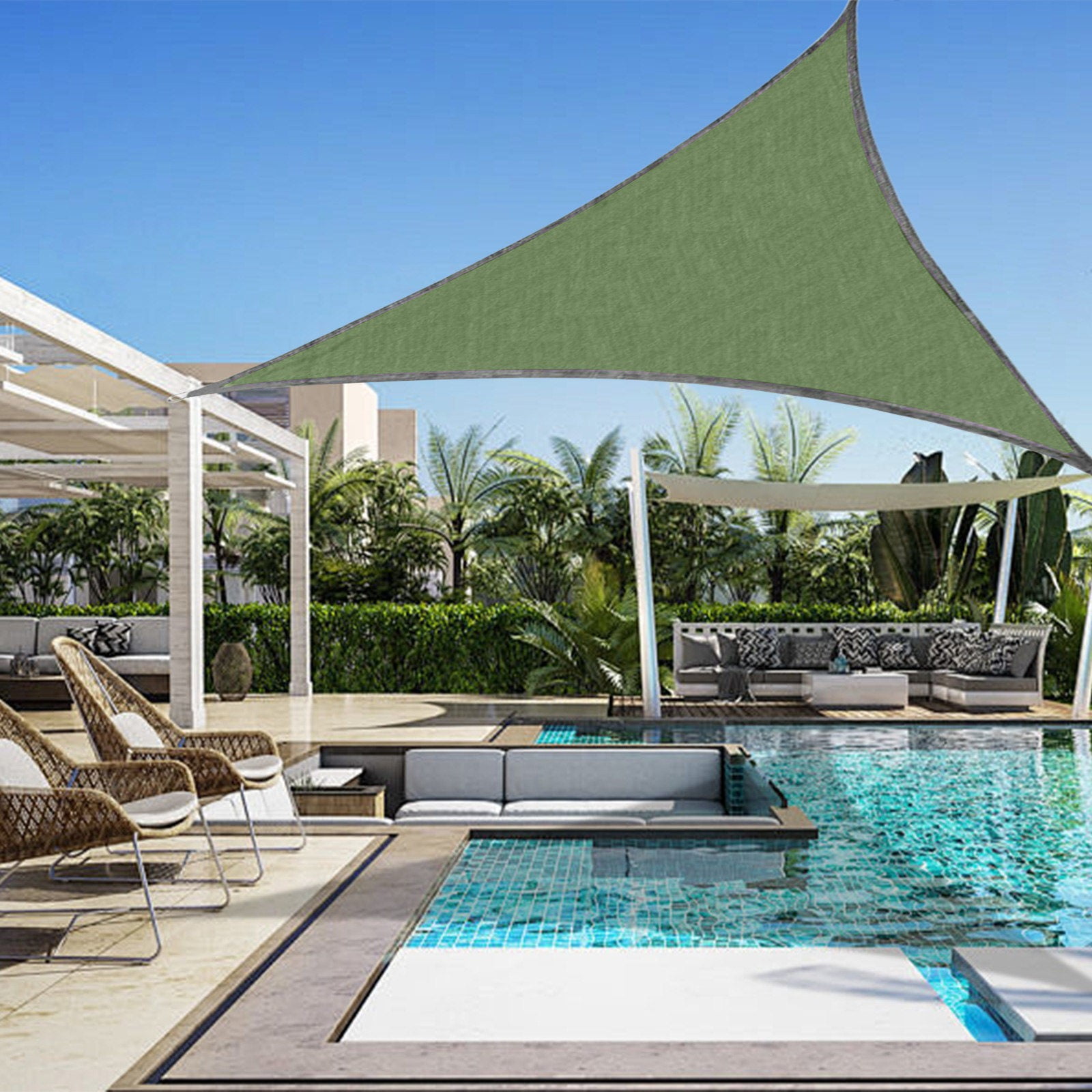 Voile D'ombrage Triangle Imperméable UV98% - 20 Couleurs 100 Tailles - Pour Jardin, Terrasse, Piscine