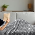 thumbnail image 3 of Abstract Soft Flannel Fleece Throw Blanket, Repeated Geometric Shapes in Traditional Art Portuguese Tile Pattern, Cozy Plush for Indoor and Outdoor Use, 50" x 70", White and Pale Taupe, by Ambesonne, 3 of 5