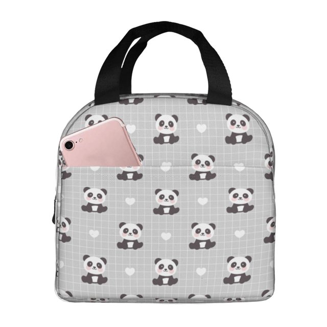 Vsdgher Panda Bear Print Lunch Bag, Lunch Box for Women Adult Men, Lunch Tote Insulated Cooler Lunch Container for Work/Office/Picnic/Travel