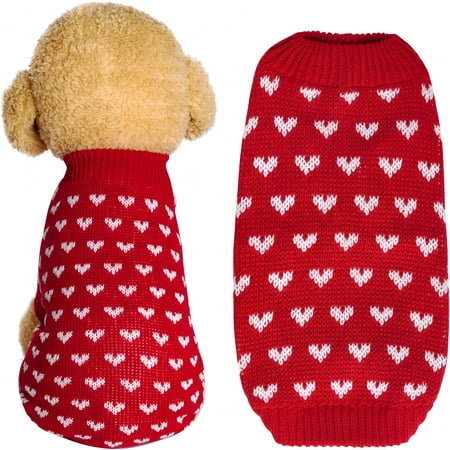 GASTROPOD Dog Knitted Sweater Dog Heart Sweater Puppy Sweater Warm Soft Pet Holiday Clothes for Small Cats And Dogs (Red S)
