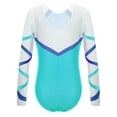 thumbnail image 4 of TTAO Toddler Girls Gymnastics Ballet Dance Unitard Long Sleeve Leotard Activewear Fitness Clothing 6-16 Years Blue Green 16, 4 of 5