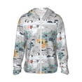 thumbnail image 2 of Uemuo The World Map with Cartoon Animals Pattern Women's Full Zip UPF 50+ Sun Protection Hoodie Jacket Long Sleeve Sun Shirt Hiking Outdoor Performance with Pockets-Small, 2 of 9