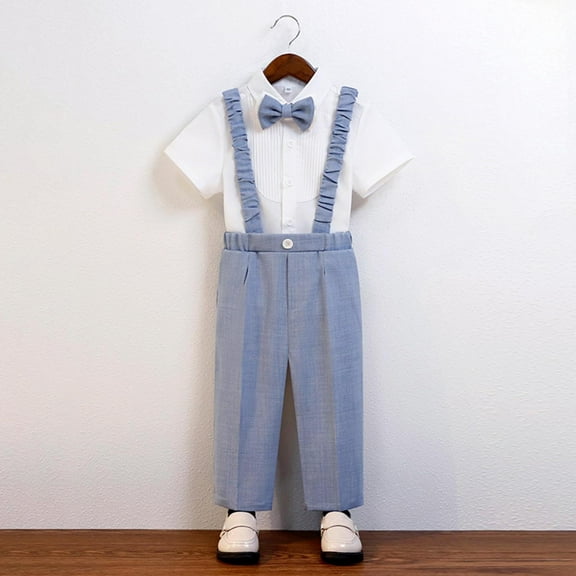 purcolt Baby Boy Clothes Suit Formal Dress Suspender Pants Gentleman Wedding Outfit Size 6 Month to 10 Years
