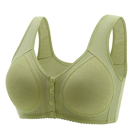 Ierhent Daisy Bras for Older Women Front Closure Bras Push Up Bra No Underwire Plus Size Front Button Bra(Green 36)