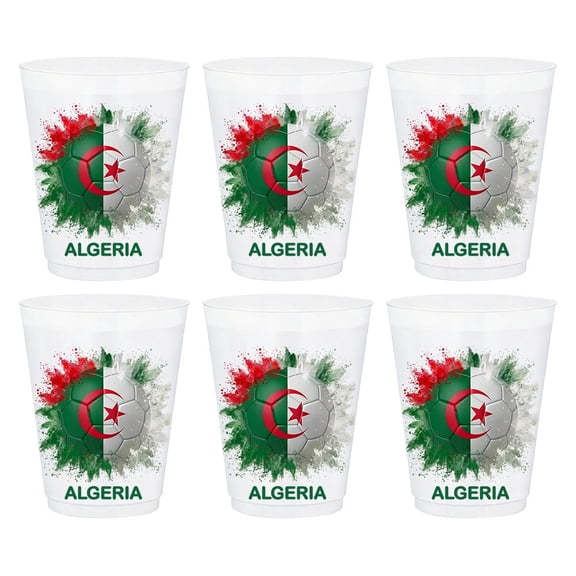 National Team Cups for Soccer Fans, 6-Pack Vibrant Flag Pattern Plastic Drinking Glasses, Frosted Texture & Compact Stackable Size, Ideal for Backyard Party Beverages
