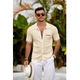 thumbnail image 2 of COOFANDY Men's Short Sleeve Knit Shirts 2025 Vintage Button Down Polo Shirt Casual Beach Tops, 2 of 6