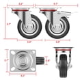 thumbnail image 3 of Paquete de 4 ruedas giratorias de goma de 3", ruedas de placa superior de 360 grados, capacidad de 110 lb por rueda | 2 con frenos, 2 sin, 3 of 6