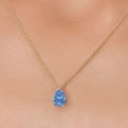 thumbnail image 3 of Gem Stone King 14K Yellow Gold Fancy Blue Zirconia Pendant Necklace for Women | 0.81 Cttw | Gemstone Birthstone | Pear Shape 8X5MM | With 18 inch Chain, 3 of 6
