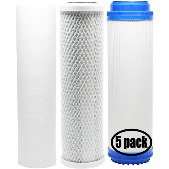 5-Pack Replacement for Filter Kit for Liquagen LIQUA 516 RO System - Includes Carbon Block Filter, PP Sediment Filter & GAC Filter - Denali Pure Brand