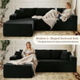 thumbnail image 5 of Muumblus Modular Sectional Sofa, Oversized L-Shape Cloud Couch, Modern Corduroy Sleeper Couches for Living Room, No Assembly Required, Black (Left Facing Chaise), 5 of 11