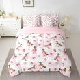 thumbnail image 2 of jejeloiu Farmhouse Mallard Duck 7-Piece Bedding Comforter Set,Pink Bowknot Bows King Bedding Sets For Girls Teens Reversible, 2 of 8