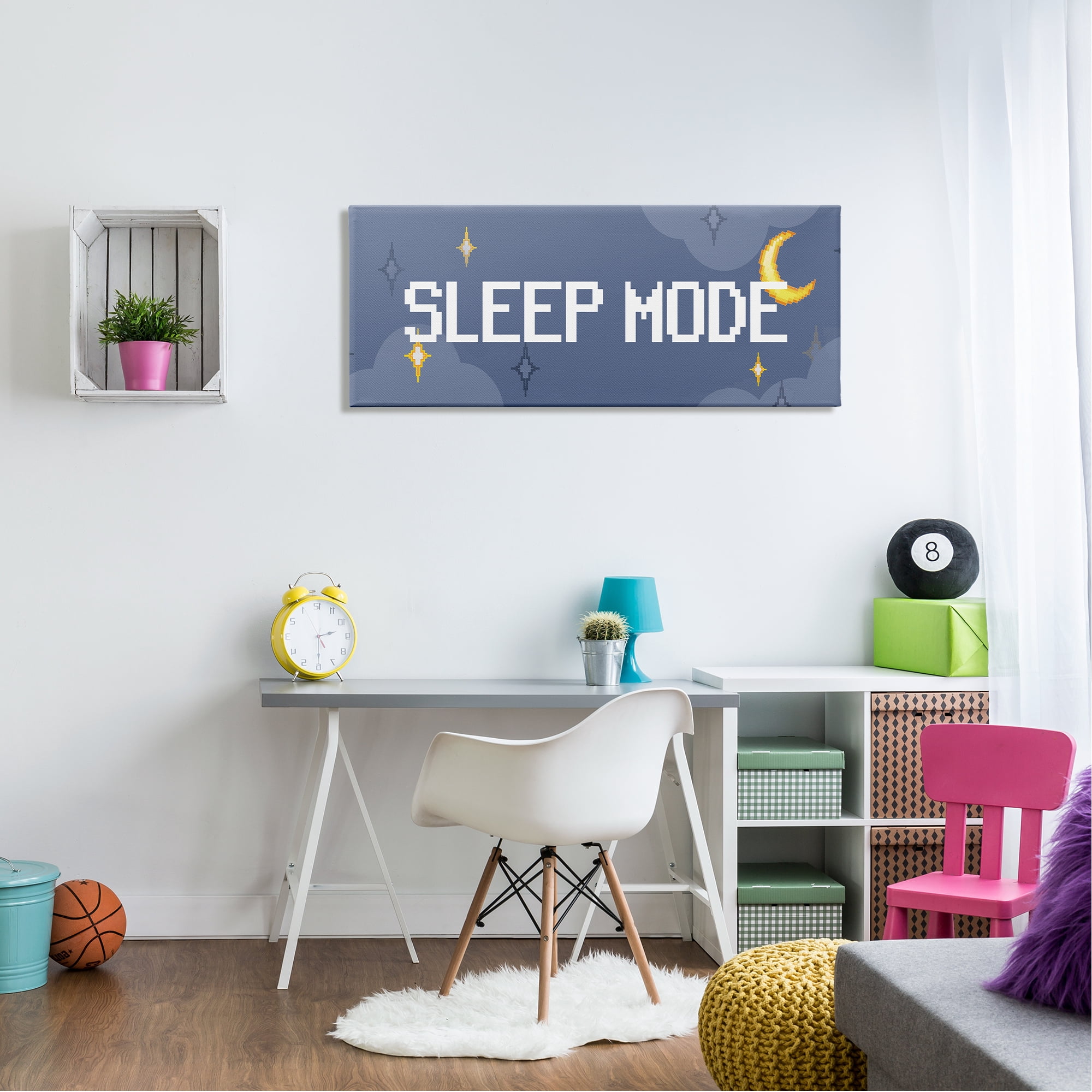 Stupell Industries Sleep Mode Pixel Phrase Nature Painting Gallery Wrapped Canvas Print Wall Art, 48 x 20