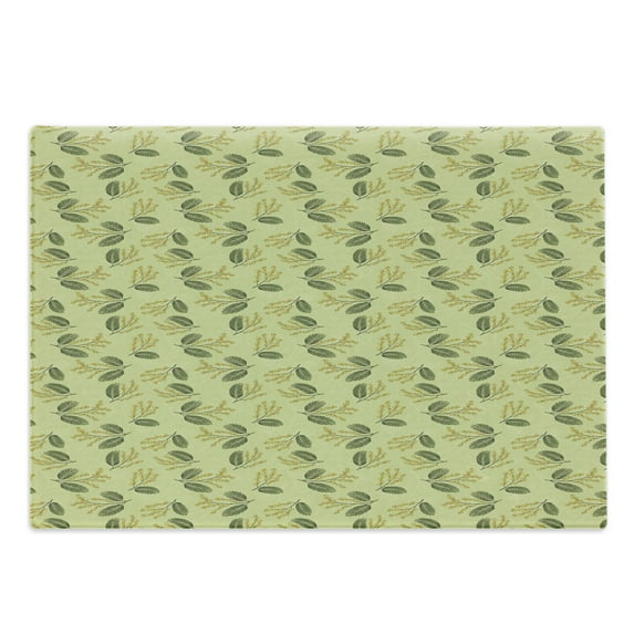 Floral Yellow Cutting Board, Botanical Pattern Little Flora and Exotic Leaves, Decorative Tempered Glass Cutting and Serving Board, in 3 Sizes, by Ambesonne