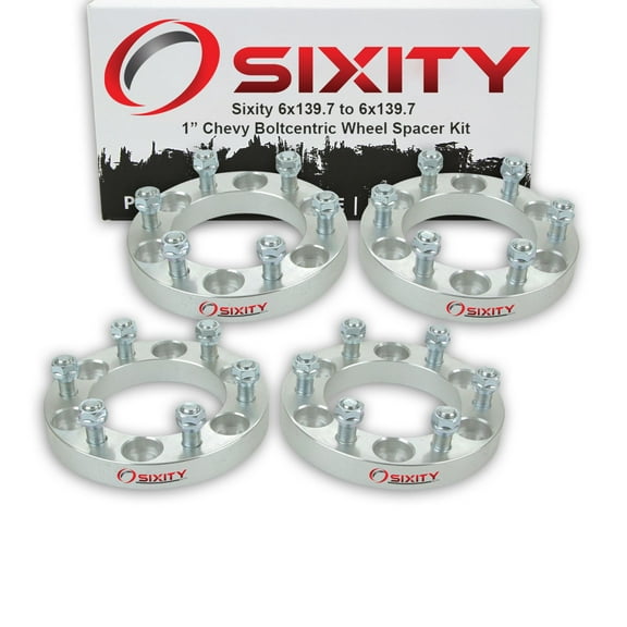 Sixity Auto 4 pc 1" 6x139.7 Wheel Spacers compatible with Chevy C2500 K2500 Silverado 2500 M14x1.5mm 1.25in Studs Lugs