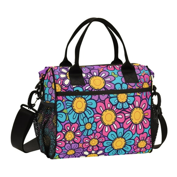 Cute Flowers Cooler Bag Lunch Bag Soft Cooler Cooling Tote Insulated Lunch Box for Adult Men Women