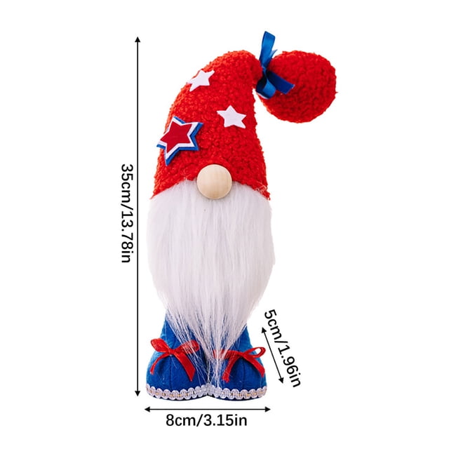 Ornements Rouges, Blancs et Bleus, Décorations de la Fête de l'Indépendance Ornements Nains Bottes Poupée Rudolph 8x35 cm, Ornements Étoile Blanche Poupée Patriotique pour la Maison, le Bureau, Cadeau