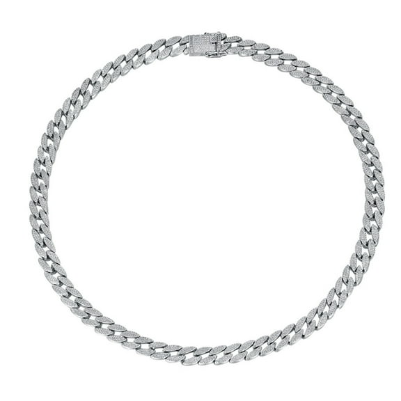 S925 Sterling Silver Necklace for Men Statement Iced Out Link Simulated Diamond Necklace 10MM Width Length 45-60CM