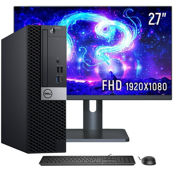 Dell Optiplex 5060 Ordinateur de Bureau PC - Processeur Hexa‐cœur i5 8e Gén jusqu'à 4,1 GHz / 16 Go de RAM DDR4 Stockage SSD 512 Go / Nouveaux Moniteurs 27 Pouces (HDMI) / Windows 11 Pro - 64 Bits - Grade A