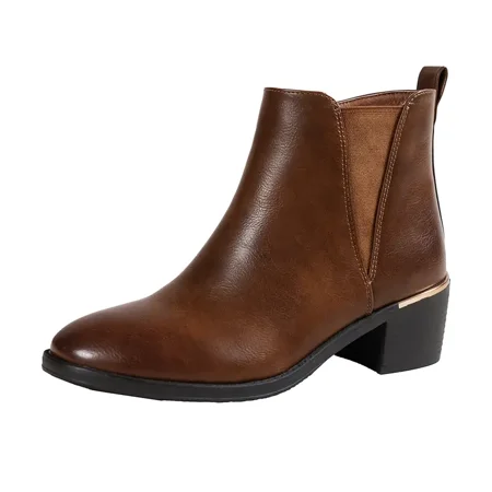 

Women‘s Ankle Boots And Booties Brown Zip Side Chunky Heeled Chelsea Boots