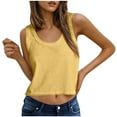 thumbnail image 2 of Cotton Linen Crop Tops Womens Loose Fit Crewneck Sleeveless Tank Top Workout Casual Summer Tee Solid Color (XL, Yellow), 2 of 7
