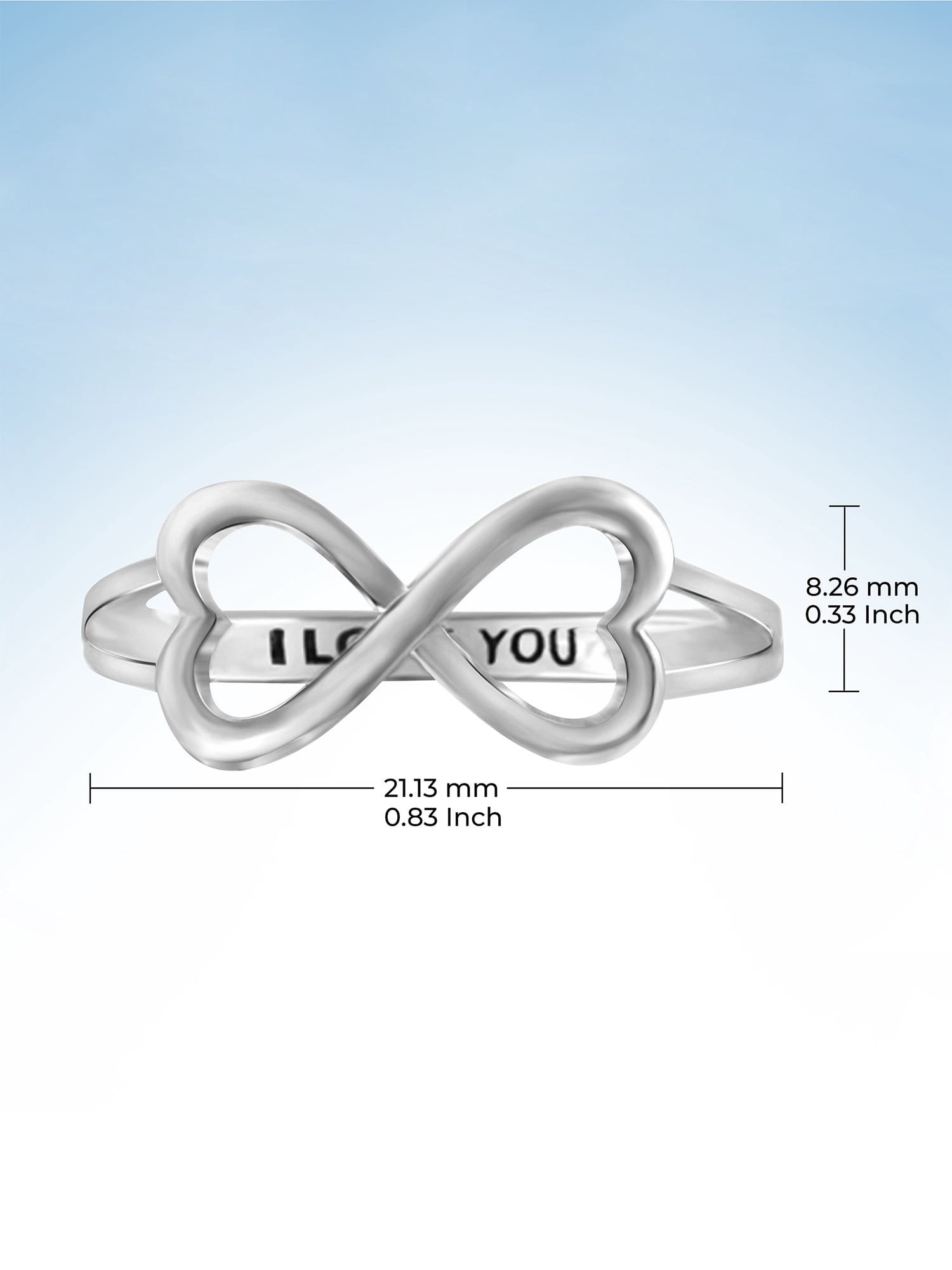 JewelersClub 0.925 Sterling Silver Infinity Friendship Ring for Women | Personalized I Love You Eternity Knot Symbol Band