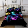 thumbnail image 1 of Gaming Quilt Set Gamer Bedspread Set Twin,Neon Lights Abstract Geometry Honeycomb Coverlet Set Gamer Room Decor for Boys, 1 of 5