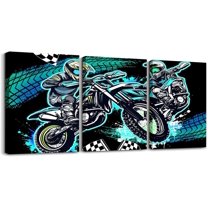 Hieng Kids Dirt Bike Picture Wall Decor Racing Motocross Rider Wall Painting Prints Motorcycle Canvas Wall Hieng Living Room Bedroom Boys Girls Extreme Sports Teens Bathroom Wall