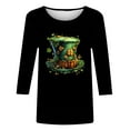 thumbnail image 4 of Craaazy Women's Funny St Patricks Day Shirts Shamrock Printed Loose 3/4 Sleeve T-Shirts Gifts, 4 of 5