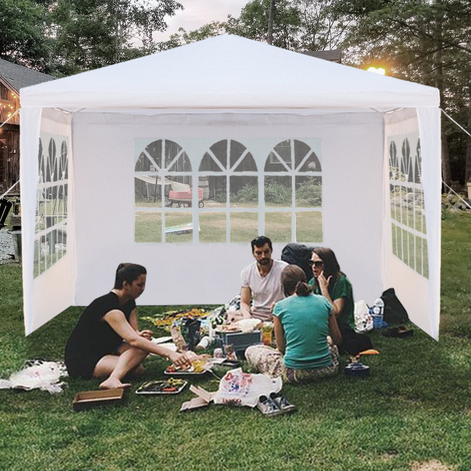 Lovinland 3 x 9m 5 Sides Portable Home Use Waterproof Tent with Iron Tubes White 