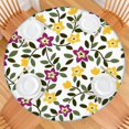 thumbnail image 2 of Pioneer Flower Floral Print Pattern Round Fitted Tablecloth with Elastic Edge,Dining Table Cover Waterproof,Outdoor Round Tablecloth for Camping,Dining,Indoor and Outdoor, 2 of 7