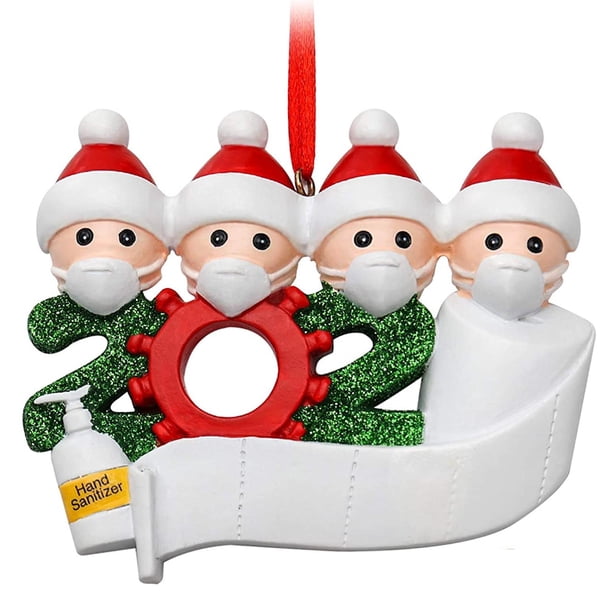 2020 Árbol De Navidad DIY Adorno Colgante Navidad Miembro de 4 Yuyangstore Familia sobrevivida personalizada