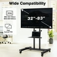 thumbnail image 5 of TAVR Furniture Modern  Rolling TV Stand with Shelf, Mobile TV Cart for 37-83 inch Screens up to 110 lbs, Black, 5 of 8