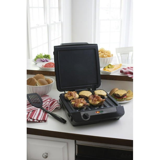 Hamilton Beach 3-in-1 Indoor Grill and Electric Griddle Combo and Bacon  Cooker, Opens 180 Degrees to Double Cooking Space, Removable Nonstick  Grids,