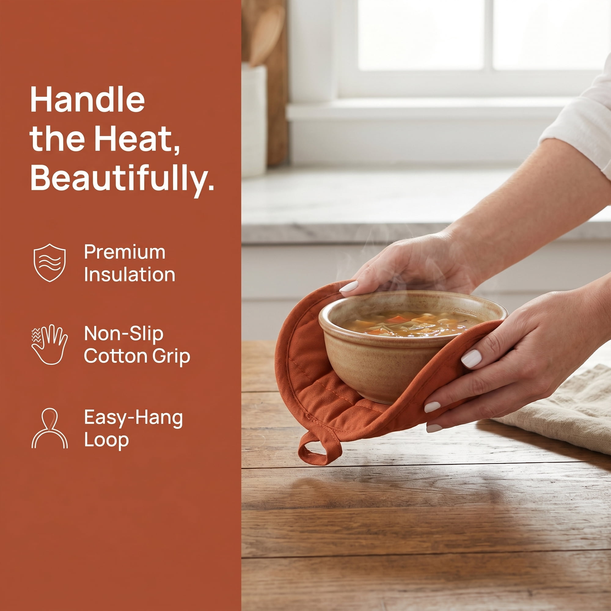 Unique Bargains 2 Pcs Pot Holders Heat Resistant Trivets Non Slip Hot Pads for Kitchen Orange red 7.1"x7.1"