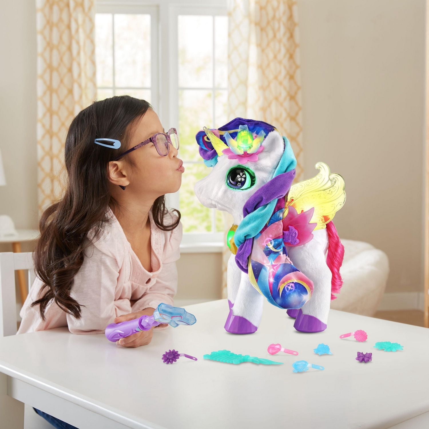 VTech Styla, ma licorne maquillage magique- Jouet interactif, animal de compagnie électronique chantant avec baguette