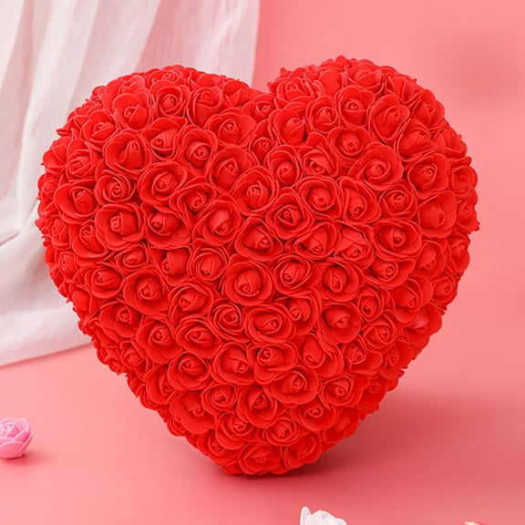 Heart Shaped Preserved Roses Foam Artificial Roses Arrangement Valentines Day Gifts for Her Birthday Christmas Gift for Girlfriend Wife 11.8 Inch Red