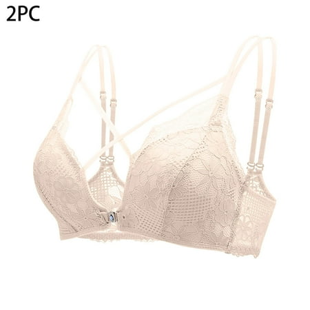 Mrat Front Closure Bras Women Clearance Front Closure Bras for Older Women Balconette Bra Style M-826 Women s Plus Size Padded Bralette Female V-Neck Front Snap Bra Closure Lace Bralette White L