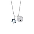 thumbnail image 2 of Delight Jewelry Silvertone Blue Star Of David Silvertone Script Initial Disc - V - Charm Necklace, 20"+3", 2 of 4